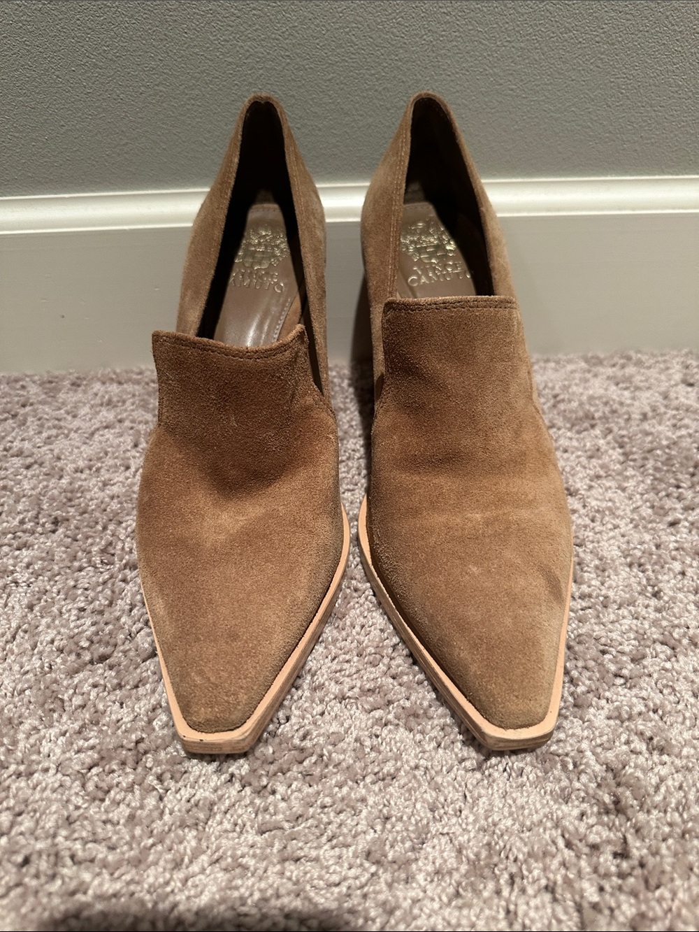 Vince Camuto Women's Brown Suede Pointed/square Toe Slip-On Heels